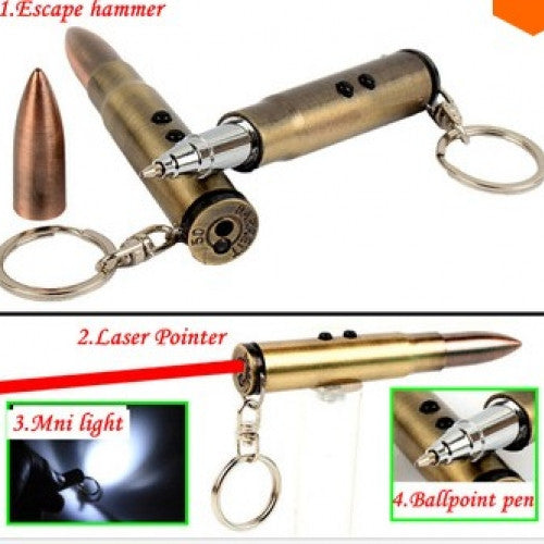 Camping Hiking Bullet Shape Keychain Laser Ballpoint pen